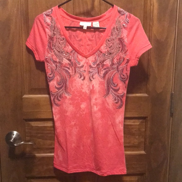 Miss Me Tops - Miss Me Embellished Front & Back Top Tee. Size XS